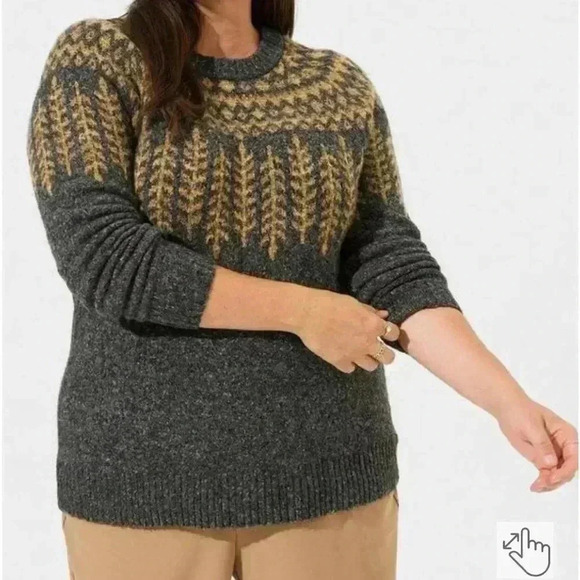 Torrid Vegan Cashmere Lurex Crew Neck gray argyle print Sweater size 2 winter - Picture 1 of 6